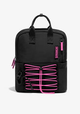 Multi-Pocket Nylon Backpack Black + Custom Set Fuchsia