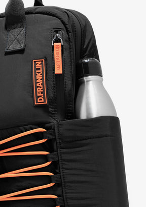 Multi-Pocket Nylon Backpack Black + Custom Set Orange