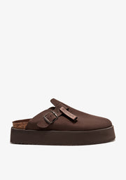 Vibe Sandals Clog Platform Suede Chocolate