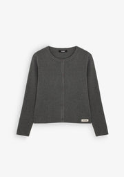 Grey Melange Fine Knit Cardigan