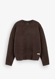 Brown Relaxed Crew Neck Knit Pullover
