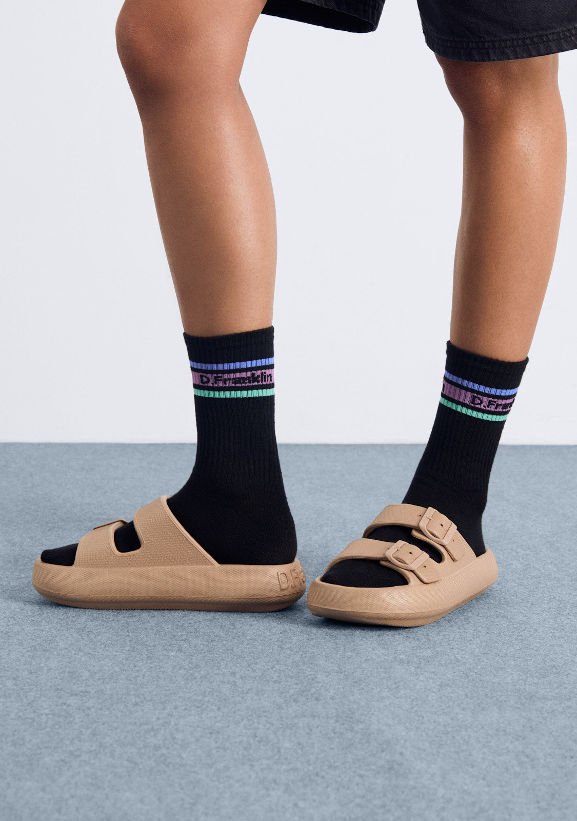 DF 3 Stripes Socks 2 Pack Pastel Black-White