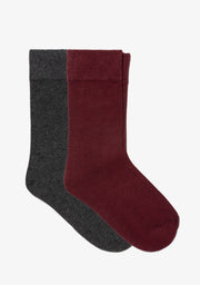 Basic Socks 2 Pack Wine / Grey