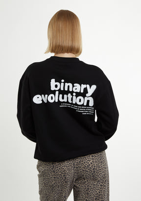 Crewneck Binary Oversize Sweatshirt Black