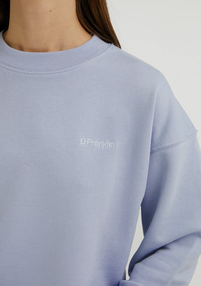 Embroidery Logo Cropped Crew Neck Sweatshirt / Serene Blue